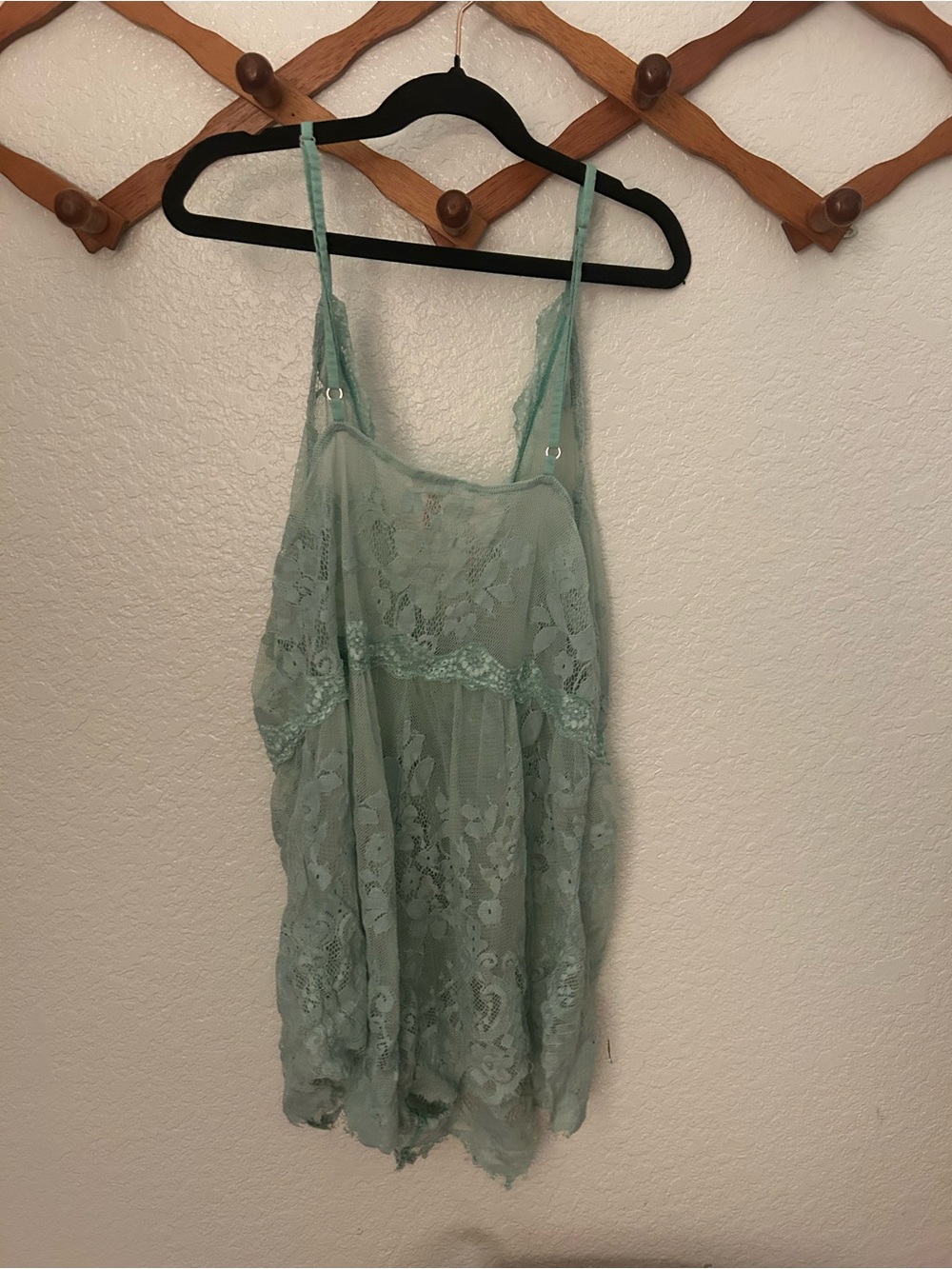Free People Sheer Lace Chemise in Light Aqua Green - Picture 2 of 5